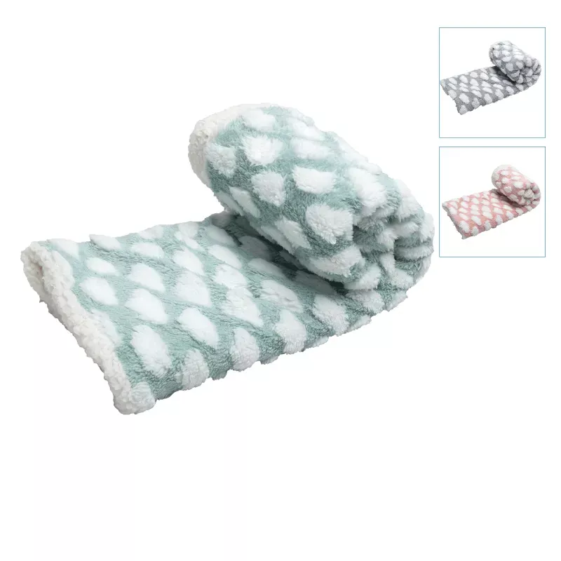 Koc 80x80cm ciepły włochacz dla psa lub kota z wzorem w chmurki roz S - 8719138072644