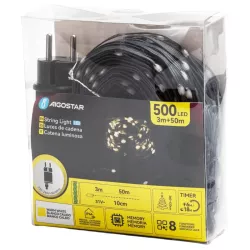 Sznur 50mb 500led ciepłych lampek choinkowych led Ip44 z zasilaczem - 8433325382346