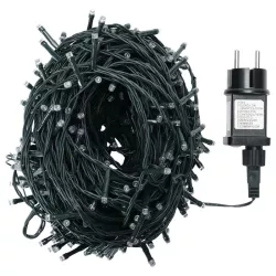 Sznur 30m 300 led kolorowych lampek choinkowych RGBY Ip44 z zasilaczem - 8433325002848