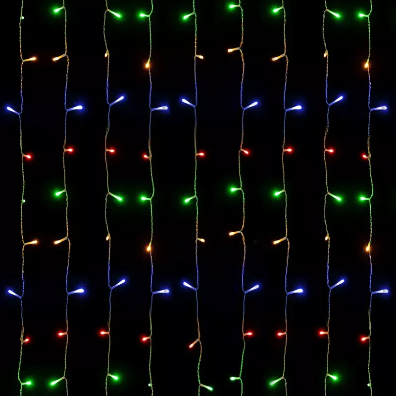 Kurtyna świetlna 1.5x1.8m 288 lampek led RGBY w 16 soplach 8 trybów - 8433325003883