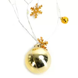 Lampki choinkowe 2m/20 led na 3 baterie AA złote bombki i gwiazdki - 8433325413613