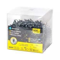 Sznur 15m 600 led ciepłych lampek choinkowych Ip44 z zasilaczem - 8433325381837