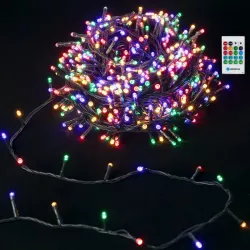 Lampki choinkowe 10m z pozytywką sznur 100 led RGBY na baterie pilot - 8433325501280