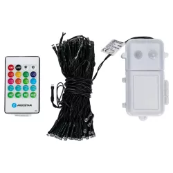 Lampki choinkowe 10m z pozytywką sznur 100 led RGBY na baterie pilot - 8433325501280
