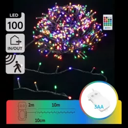 Lampki choinkowe 10m z pozytywką sznur 100 led RGBY na baterie pilot - 8433325501280