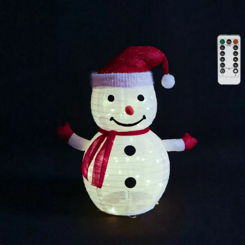 Bałwanek 0.7m składana dekoracja ogrodowa z pilotem na 3xAA zimna biel - 8433325501402