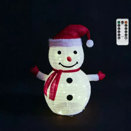 Bałwanek 0.7m składana dekoracja ogrodowa z pilotem na 3xAA zimna biel - 8433325501402