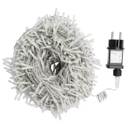 Sznur 50m 1000 lampek choinkowych led RGBY Ip44 z zasilaczem 8 trybów - 8433325002435