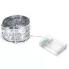 Szarfa choinkowa 2m srebrna w gwiazdki led na baterie AA ciepła biel - 8433325413552