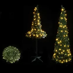 Składana choinka 120x40cm zielona komplet z ciepłymi lampkami 8 trybów - 8433325001841