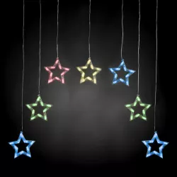 Kurtyna świetlna 7 kolorowych gwiazdek 1x1.2m 8 trybów niskonapięciowa - 8433325003494