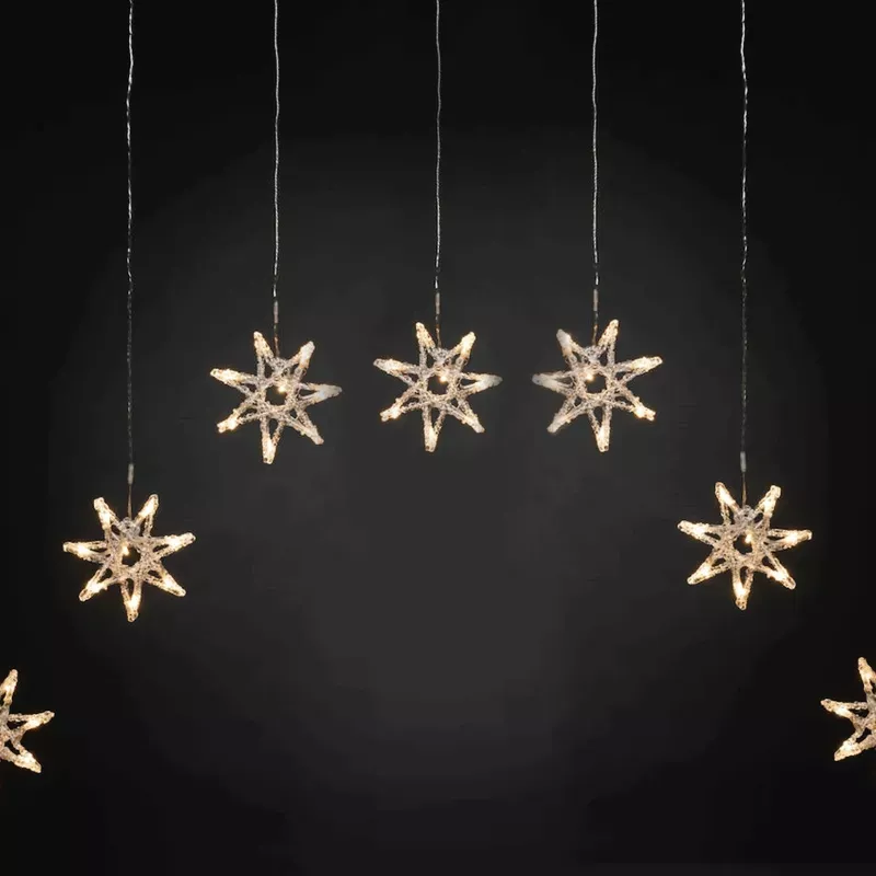 Kurtyna świetlna 7 ciepłych gwiazdek 1x1.2m 8 trybów niskonapięciowa - 8433325003531