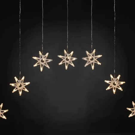 Kurtyna świetlna 7 ciepłych gwiazdek 1x1.2m 8 trybów niskonapięciowa - 8433325003531