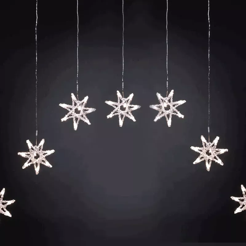 Kurtyna świetlna 7 zimnych gwiazdek 1x1.2m 8 trybów niskonapięciowa - 8433325003548