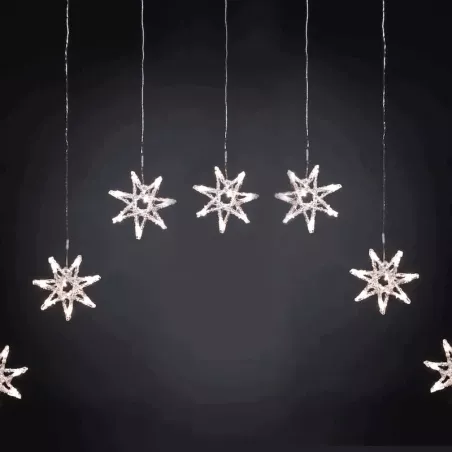 Kurtyna świetlna 7 zimnych gwiazdek 1x1.2m 8 trybów niskonapięciowa - 8433325003548