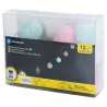 Bawełniane kule girlanda 10 pastelowych lampek 2 m długości na baterie - 8433325413385