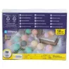 Bawełniane kule girlanda 10 pastelowych lampek 2 m długości na baterie - 8433325413385