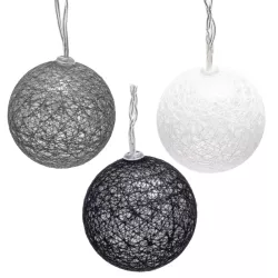 Bawełniane kule girlanda 10 szarych i białych kul 2 m dł. na baterie - 8433325413392
