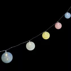 Bawełniane kule girlanda 10 jasnych lampek 2 m długości na baterie - 8433325413439