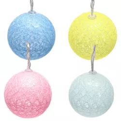 Bawełniane kule girlanda 10 jasnych lampek 2 m długości na baterie - 8433325413439