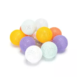 Bawełniane kule girlanda 10 kolorowych lampek 90cm długości na baterie-8433325208943