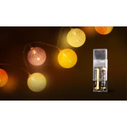 Bawełniane kule girlanda 10 kolorowych lampek 90cm długości na baterie-8433325208943