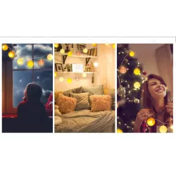 Bawełniane kule girlanda 10 kolorowych lampek 90cm długości na baterie-8433325208943