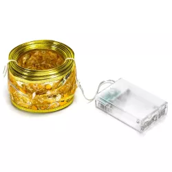 Szarfa choinkowa 10 m na 3 baterie AA złota w gwiazdki 5 cm ciepła - 8433325413545