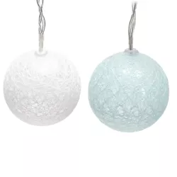 Bawełniane kule girlanda 10 miętowych lampek 2 m długości na baterie - 8433325413453