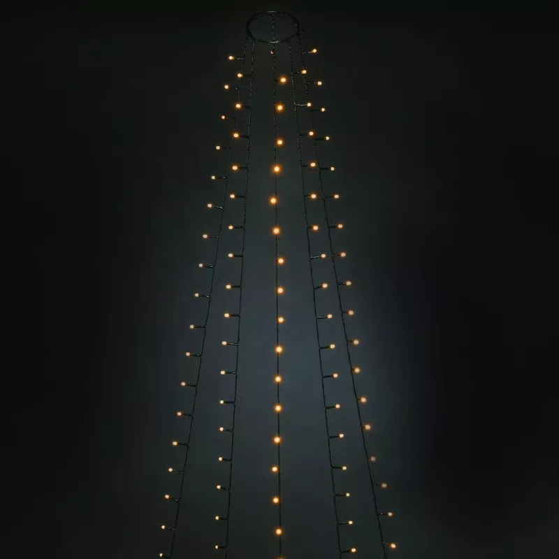 Lampki choinkowe 6 zwisów po 1.8m 108 białe ciepłe led na 3 baterie AA - 8433325413491