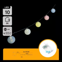 Bawełniane kule girlanda 10 jasnych lampek 2 m długości na baterie - 8433325413439