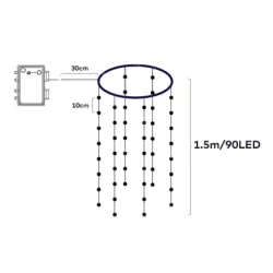 Lampki choinkowe 6 zwisów po 1.5 m 80 białe ciepłe led na 3 baterie AA - 8433325413484