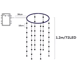 Lampki choinkowe 6 zwisów po 1.2 m 72 białe ciepłe led na 3 baterie AA - 8433325413477