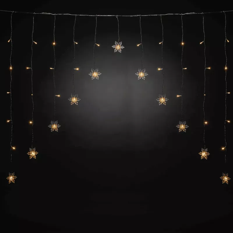 Kurtyna świetlna 11 zimnych śnieżynek 1.5x1.2m 8 trybów z zasilaczem - 8433325501426