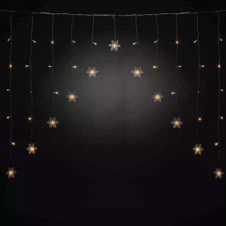 Kurtyna świetlna 11 zimnych śnieżynek 1.5x1.2m 8 trybów z zasilaczem - 8433325501426