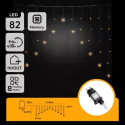 Kurtyna świetlna 11 zimnych śnieżynek 1.5x1.2m 8 trybów z zasilaczem - 8433325501426