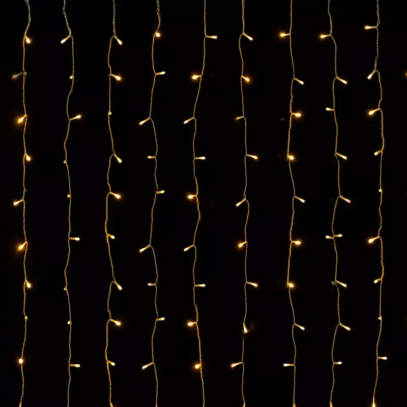 Kurtyna świetlna 1.5x1.2m 192 ciepłych led na 16 paskach z zasilaczem - 8433325003746