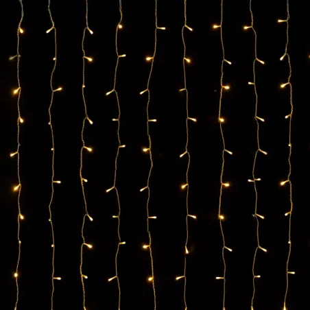 Kurtyna świetlna 1.5x1.2m 192 ciepłych led na 16 paskach z zasilaczem - 8433325003746