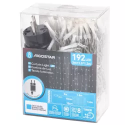 Kurtyna świetlna 1.5x1.2m 192 chłodnych lampek w 16 soplach 8 trybów - 8433325003753