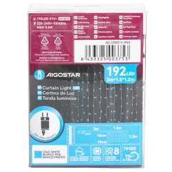 Kurtyna świetlna 1.5x1.2m 192 chłodnych lampek w 16 soplach 8 trybów - 8433325003753