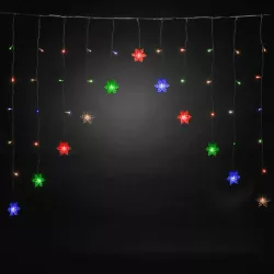 Kurtyna świetlna 11 śnieżynek RGBY 1.5x1.2m 8 trybów z zasilaczem - 8433325501433