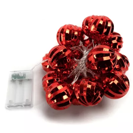 Lampki choinkowe 2m/20led czerwone podświetlane bombki na baterie - 8433325413682