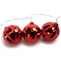 Lampki choinkowe 2m/20led czerwone podświetlane bombki na baterie - 8433325413682