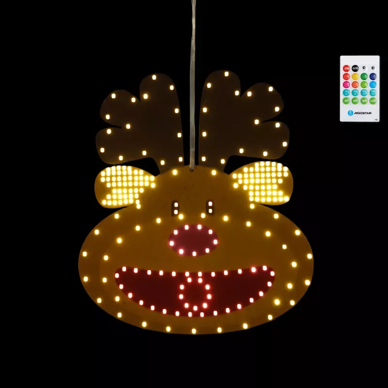 Renifer led świecąca zawieszka z pozytywką i pilotem na baterie 3xAA - 8433325501334