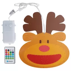 Renifer led świecąca zawieszka z pozytywką i pilotem na baterie 3xAA - 8433325501334