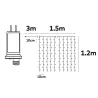 Kurtyna świetlna 1.5x1.2m 192 ciepłych led na 16 paskach z zasilaczem - 8433325003746