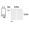 Kurtyna świetlna 0.9x1.2m 120 ciepłych led na 10 paskach z zasilaczem - 8433325003685