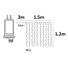 Kurtyna świetlna 1.5x1.2m 192 chłodnych lampek w 16 soplach 8 trybów - 8433325003753
