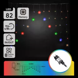Kurtyna świetlna 11 śnieżynek RGBY 1.5x1.2m 8 trybów z zasilaczem - 8433325501433