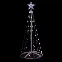 Choinka 150cm sznurkowa z gwiazdą 3d biała zimna niskonapięciowa - 8433325308537